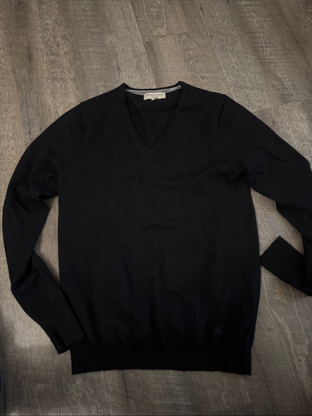 Burberry Black V-Neck Men's Sweater - Classic Knit